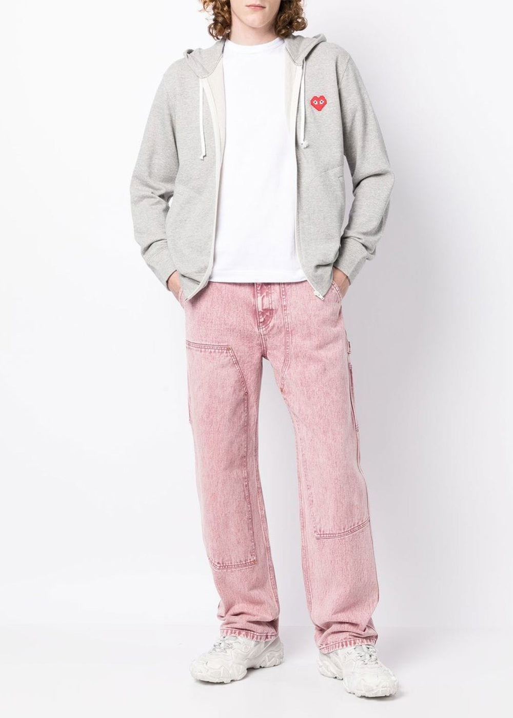 Grey & Red Hooded Sweatshirt Comme des garcons оригінал – Купити в Україні – збільшений вид