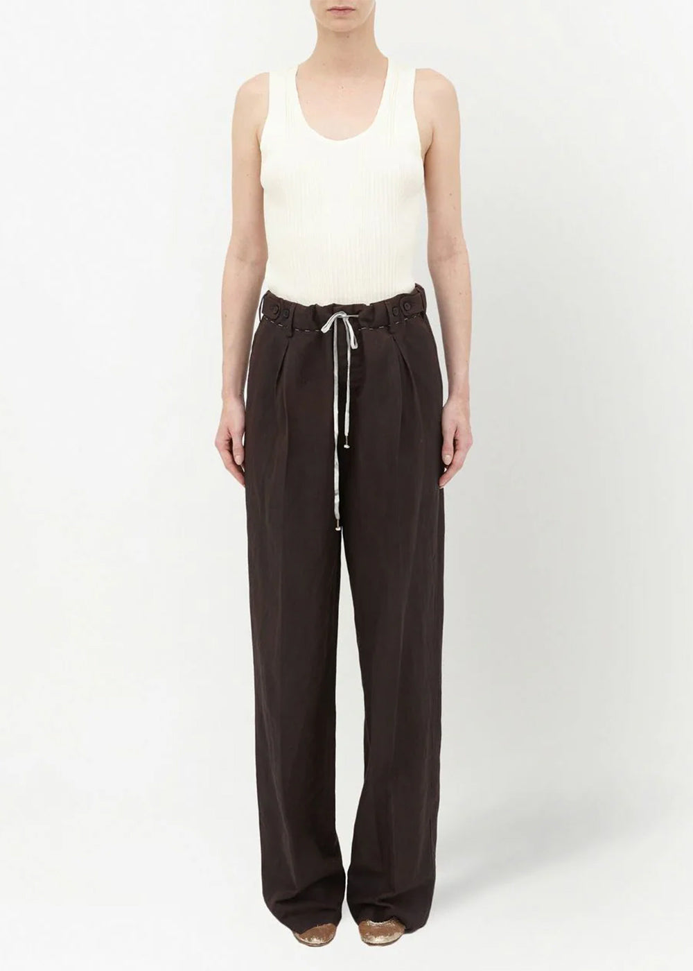 Оригінальна Brown Drawstring-Fastening Trousers Maison margiela – вид ззаду