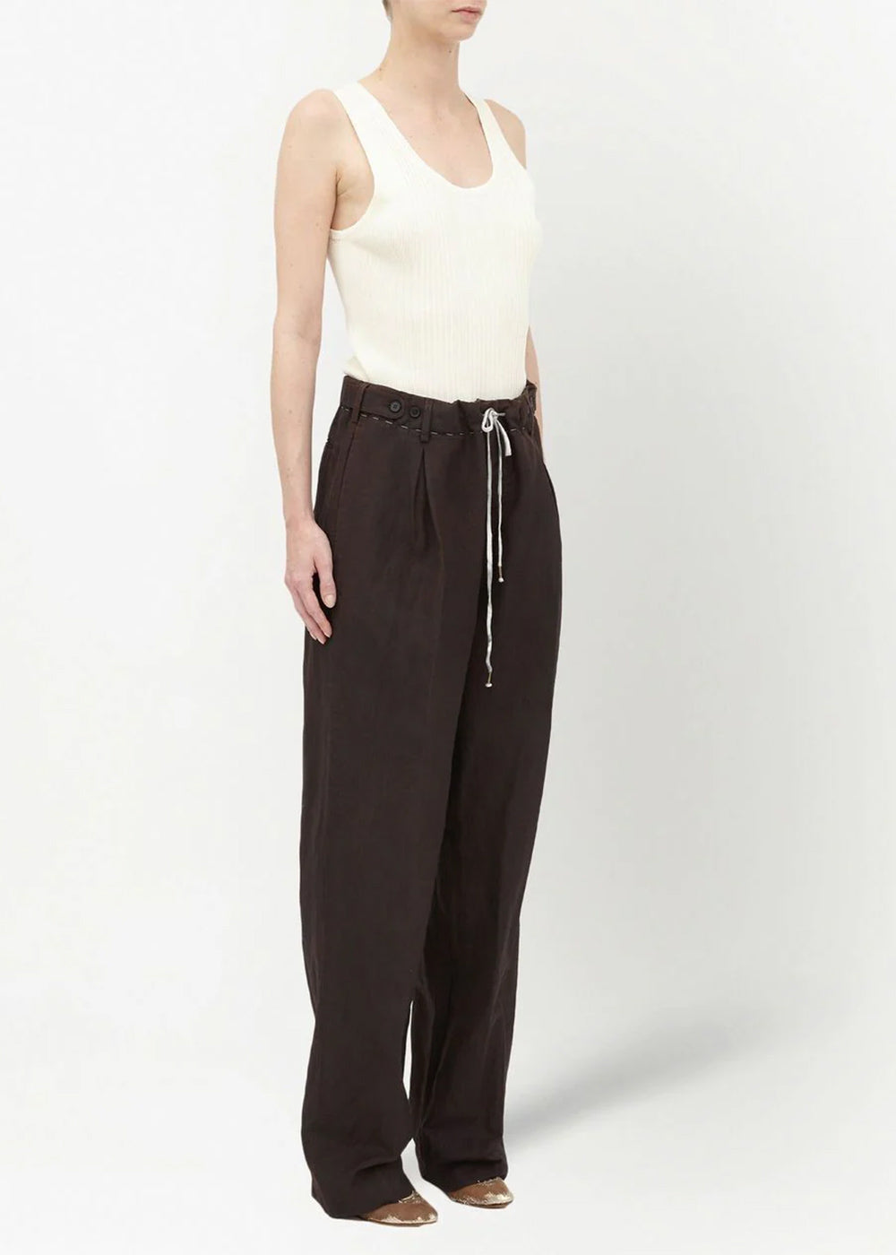 Оригінальна Brown Drawstring-Fastening Trousers Maison margiela – детальний вид