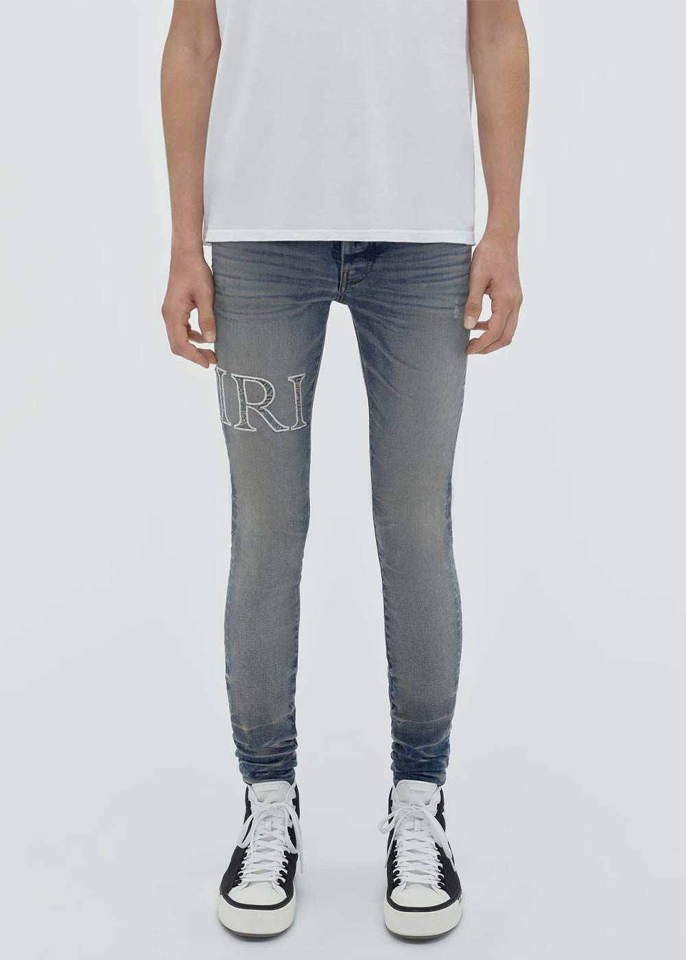 Vintage Indigo Core Logo Bandana Jacquard Jeans Amiri – Гарантія оригінальності – детальний вид