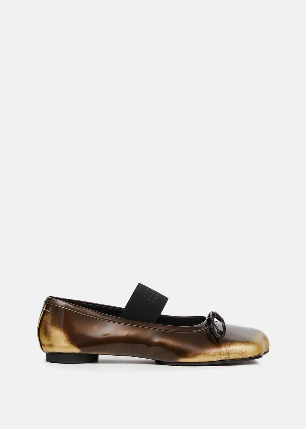 Оригінальна Black Gold Leather Ballet Shoes Maison margiela – боковий вид