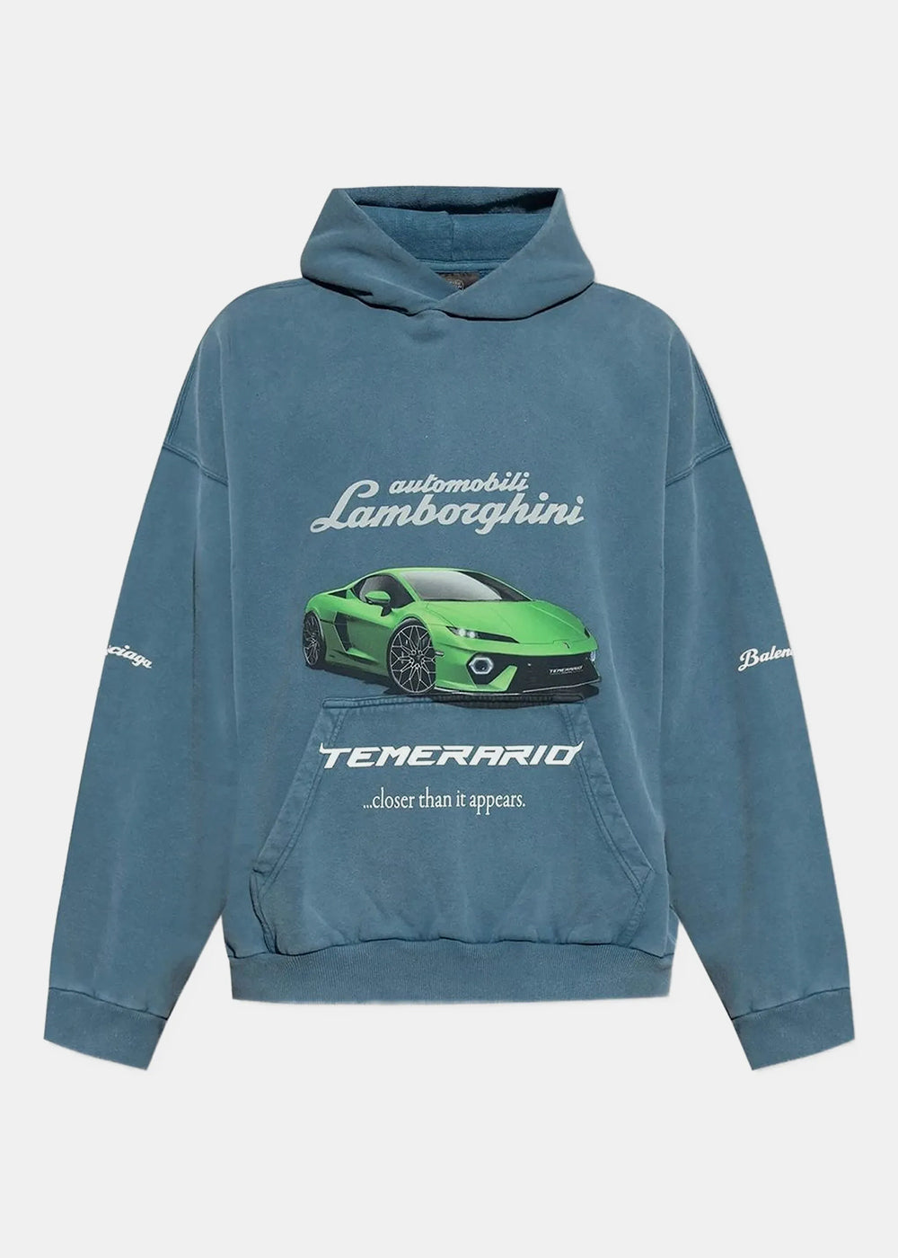 Оригінальна Dark Blue Lambo Medium Fit Hoodie Balenciaga – боковий вид