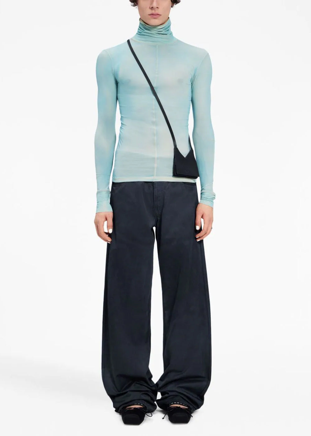 Оригінальна Blue High-Neck Semi-Sheer Top Maison margiela – вид ззаду