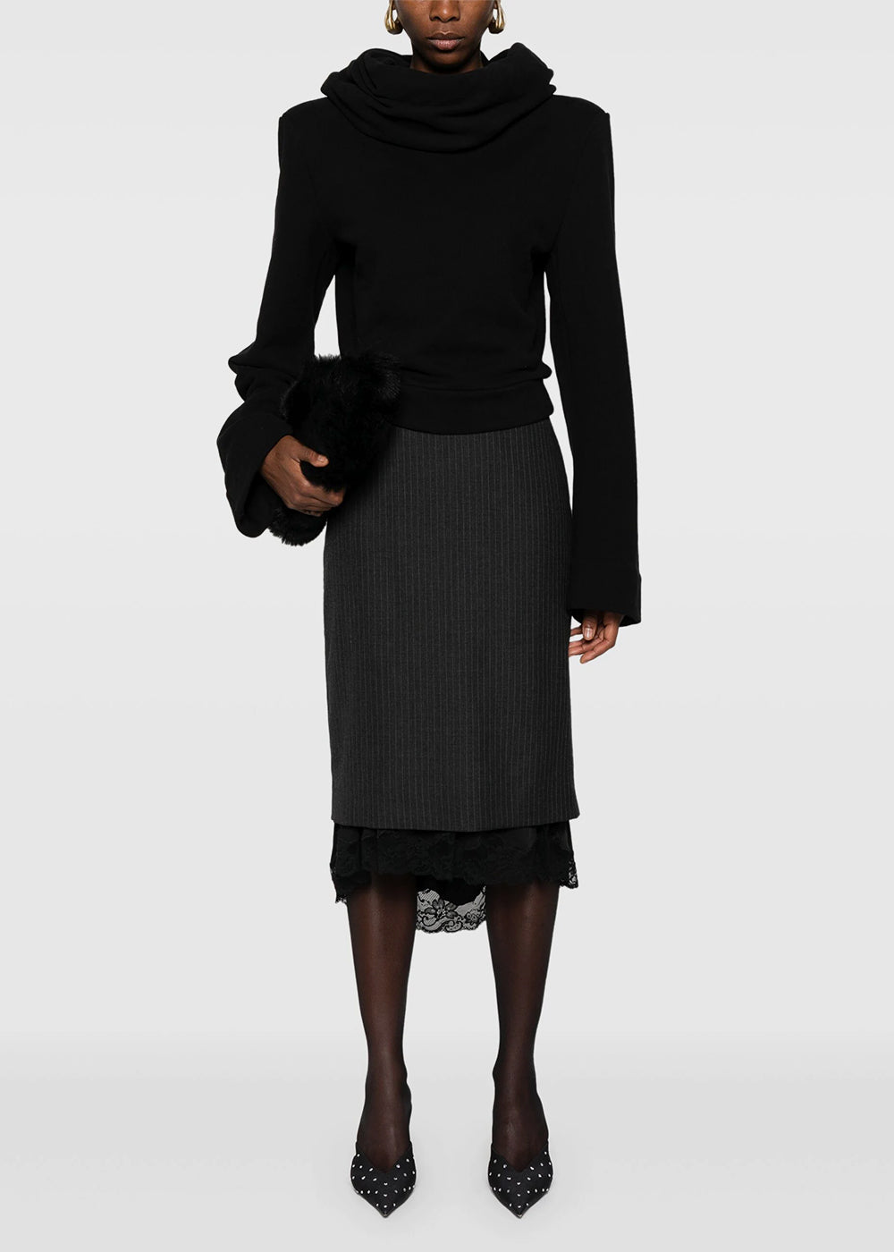 Оригінальна Black Lingerie Skirt Balenciaga – вид ззаду