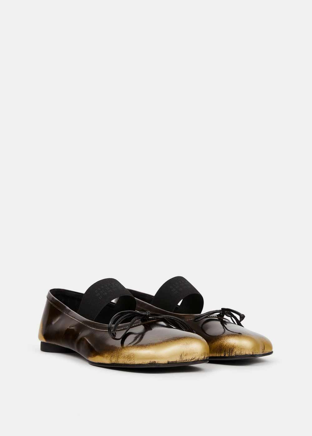 Оригінальна Black Gold Leather Ballet Shoes Maison margiela – вид ззаду