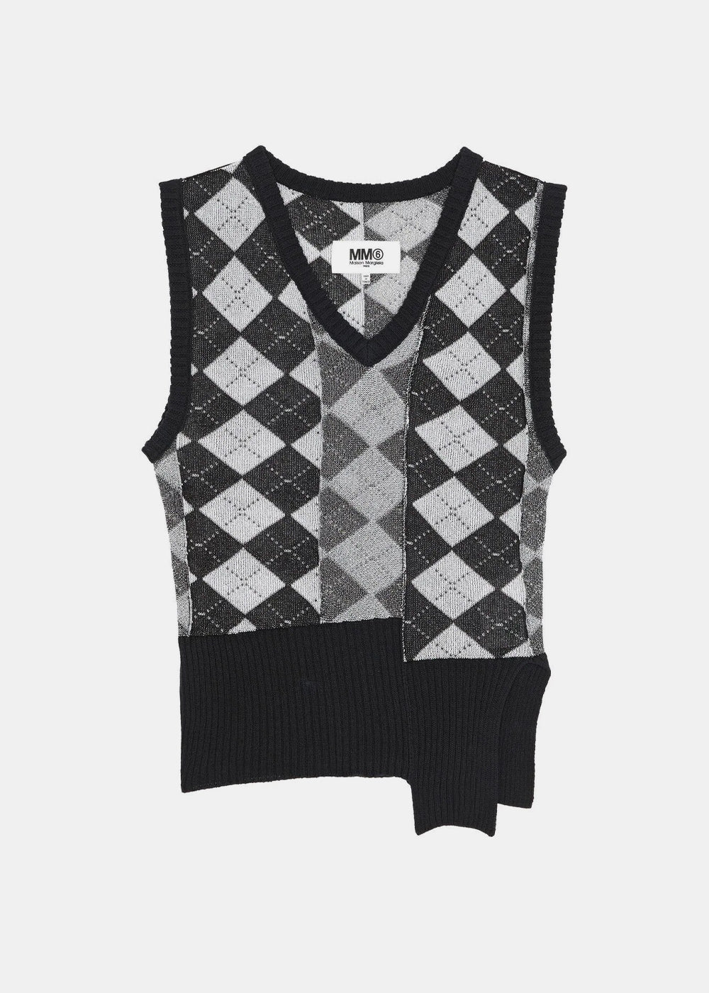 Black Argyle Sleeveless Jumper Maison margiela – Гарантія оригінальності – боковий вид