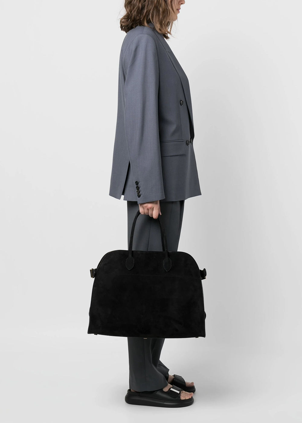 Suede Black Soft Margaux 17 Tote Bag The row – Гарантія оригінальності – вид ззаду
