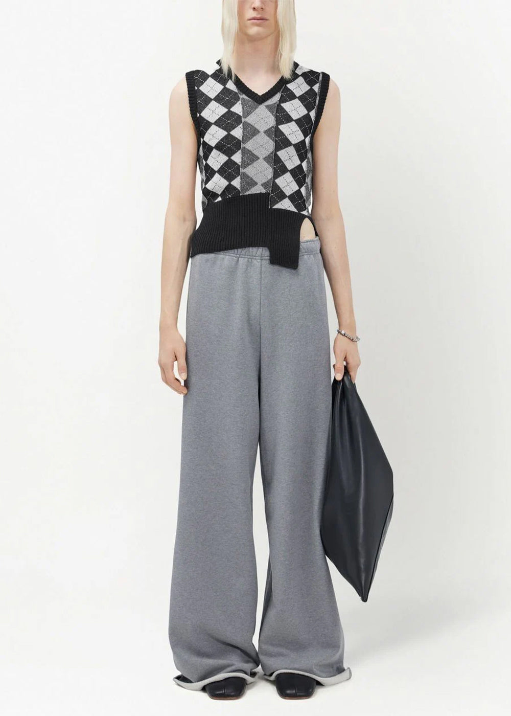 Black Argyle Sleeveless Jumper Maison margiela – Гарантія оригінальності – вид ззаду