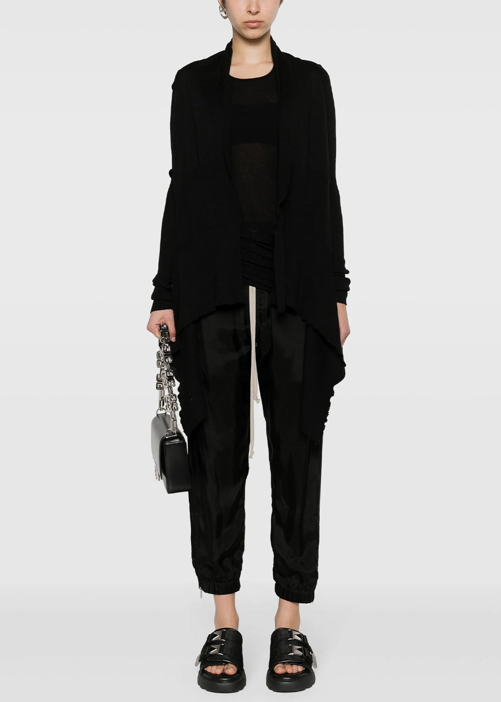 Black Medium Wrap Virgin Wool Cardigan Rick owens оригінал – Купити в Україні – вид ззаду