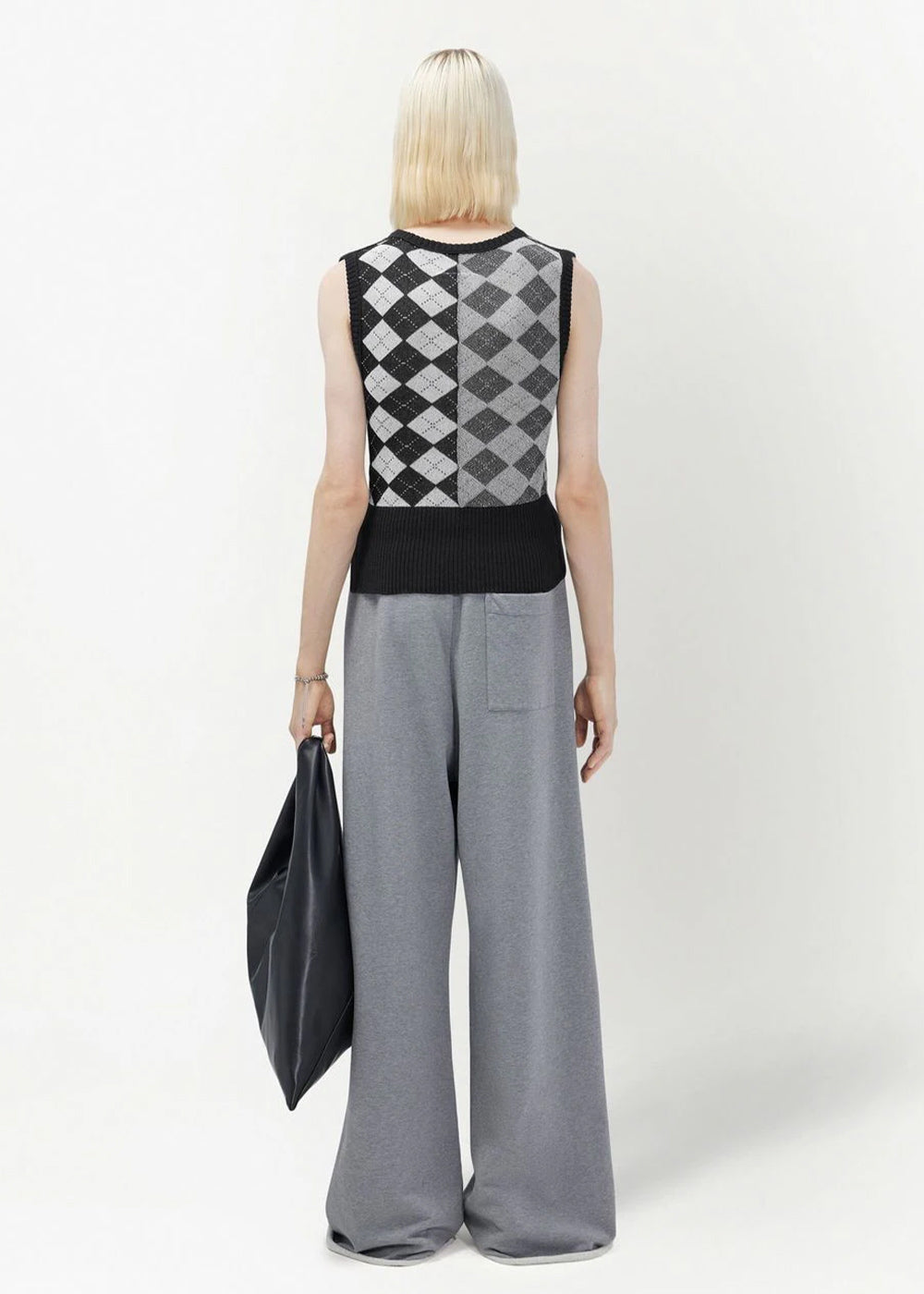 Black Argyle Sleeveless Jumper Maison margiela – Гарантія оригінальності – детальний вид