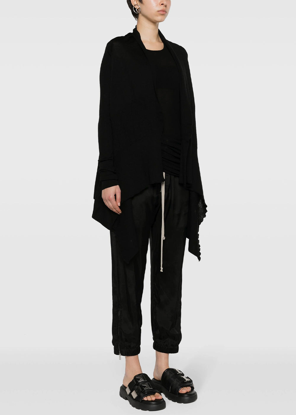 Black Medium Wrap Virgin Wool Cardigan Rick owens оригінал – Купити в Україні – детальний вид