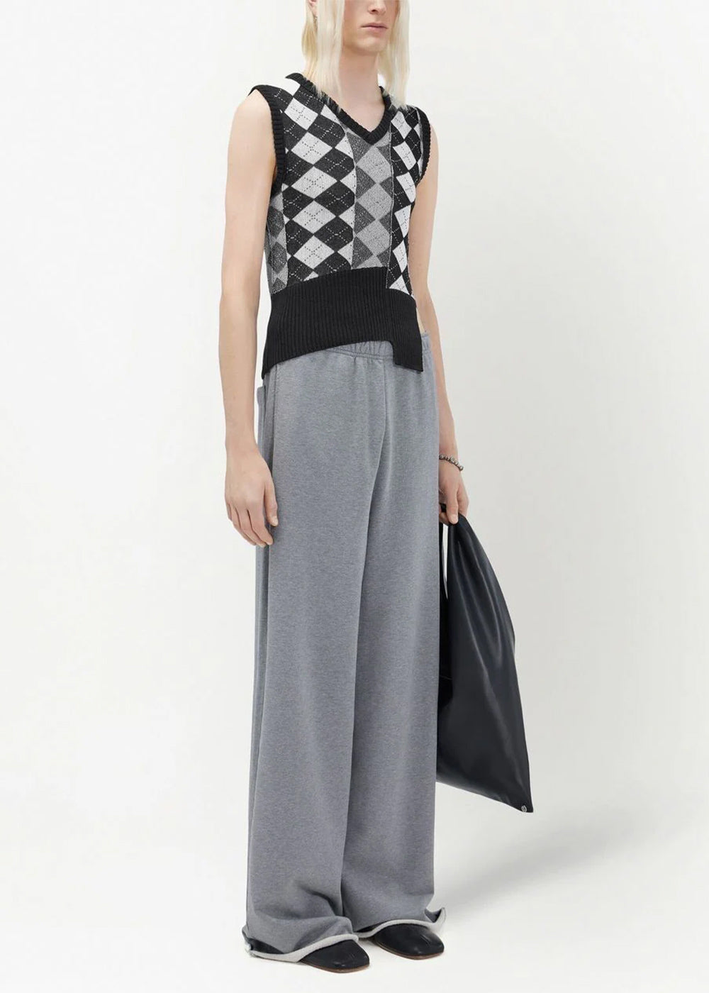 Black Argyle Sleeveless Jumper Maison margiela – Гарантія оригінальності – збільшений вид