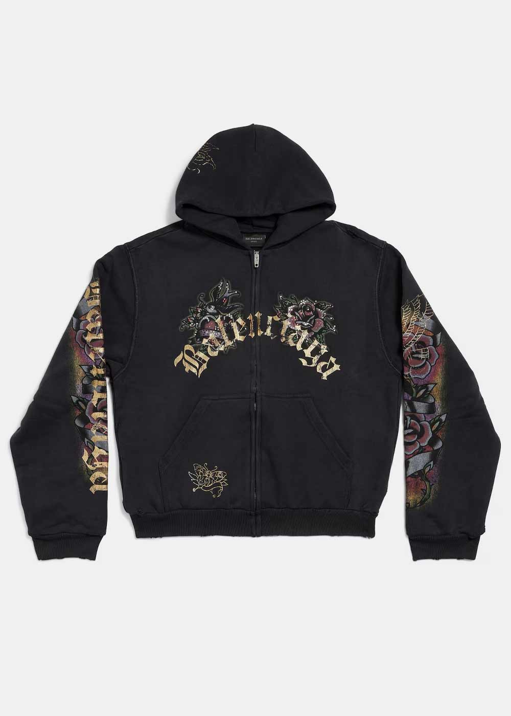 Оригінальна Black Small Zip Up Hoodie Balenciaga – боковий вид