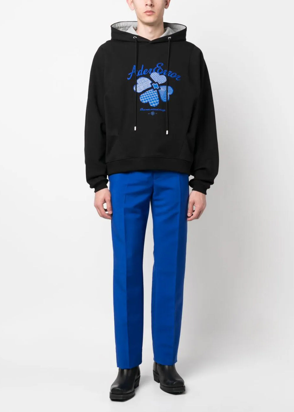 Black Embroidered-Logo Hoodie Ader error – Гарантія оригінальності – вид ззаду