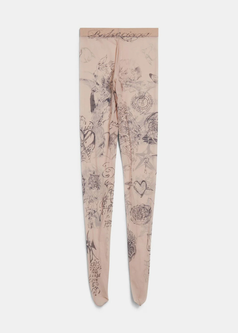 Beige Tattoo-Print Tights Balenciaga оригінал – Купити в Україні – вид ззаду