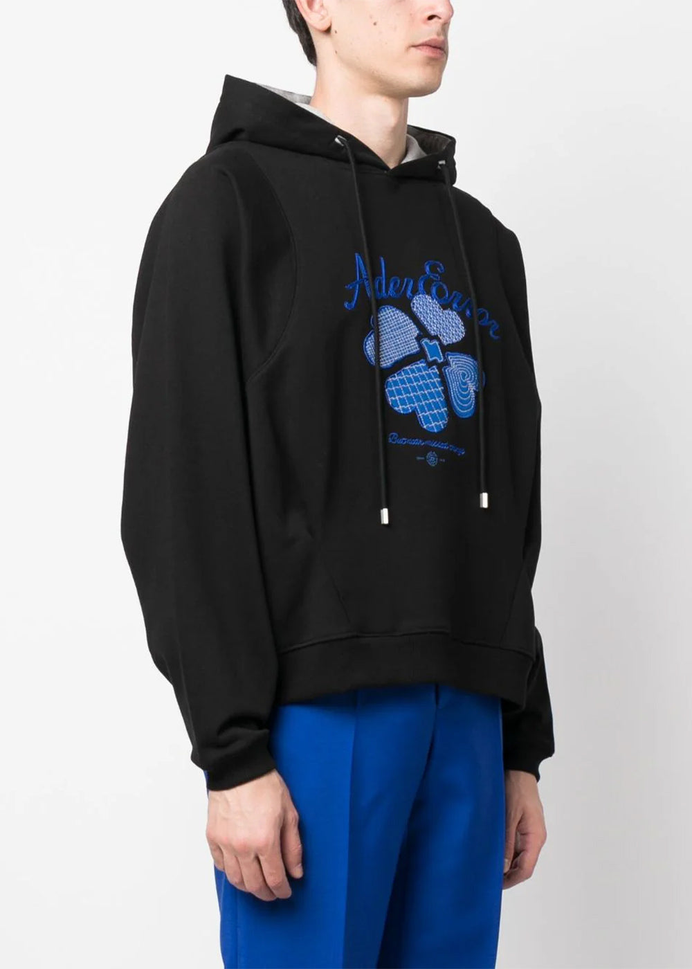 Black Embroidered-Logo Hoodie Ader error – Гарантія оригінальності – детальний вид