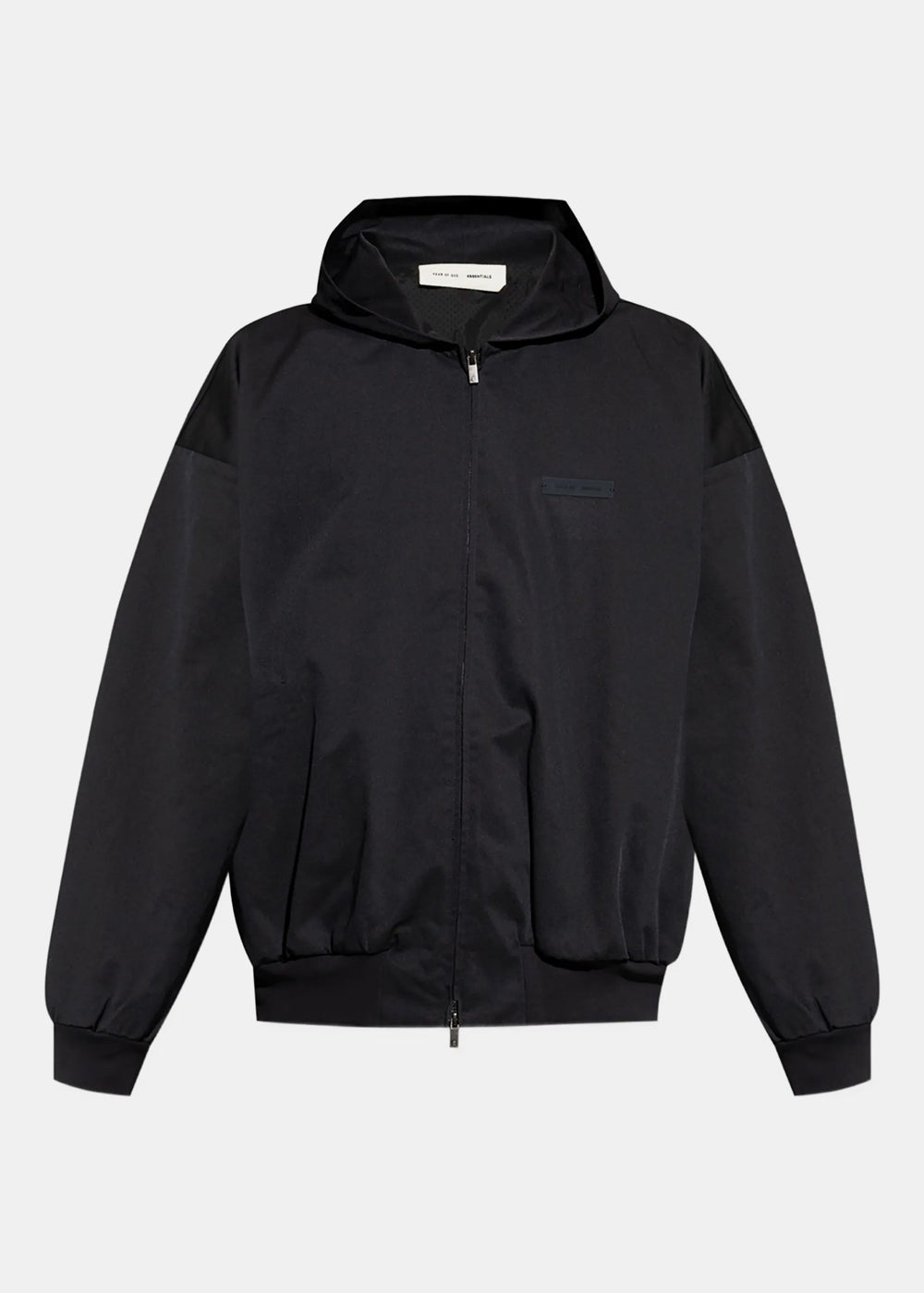 Оригінальна Jet Black Poly Twill Hooded Bomber Fear of god – боковий вид