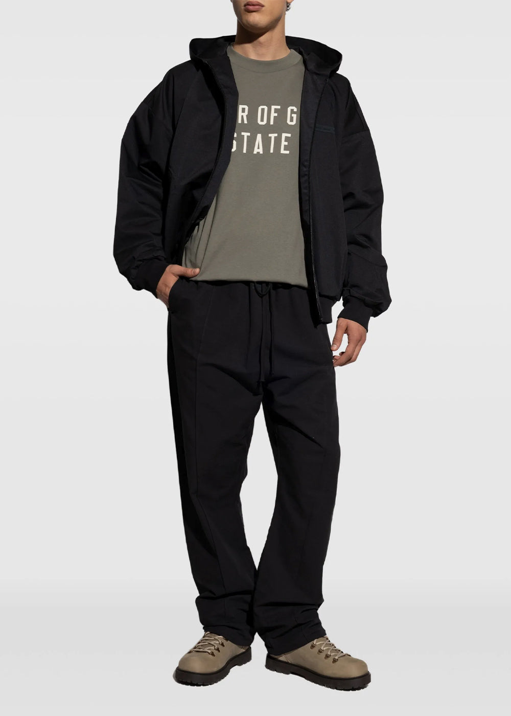 Оригінальна Jet Black Poly Twill Hooded Bomber Fear of god – детальний вид