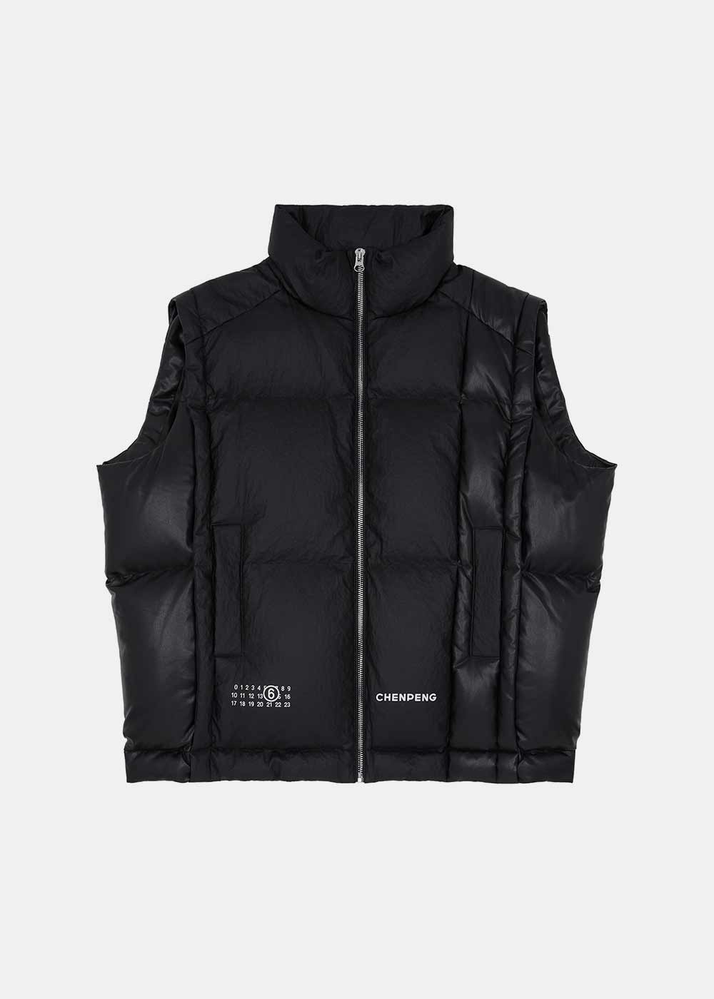 Оригінальна Black Mm6 X Chen Peng Numbers-Logo Padded Gilet Maison margiela – боковий вид