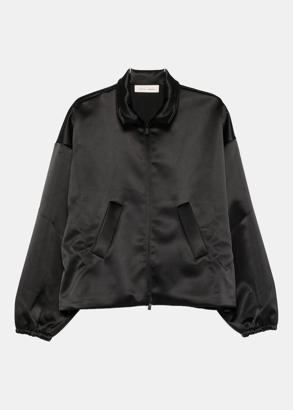 Оригінальна Jet Black Bonded Satin Zip Up Bomber Fear of god – боковий вид