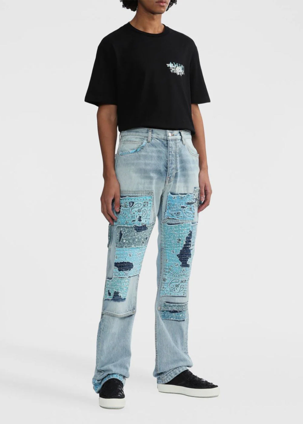 Оригінальна Black Floral Amiri Logo T-Shirt Amiri – вид ззаду