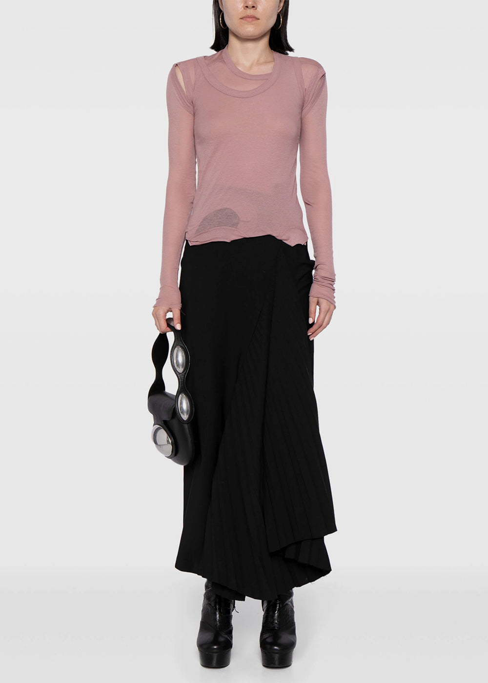Pink Layered Distressed-Effect Top Rick owens оригінал – Купити в Україні – вид ззаду