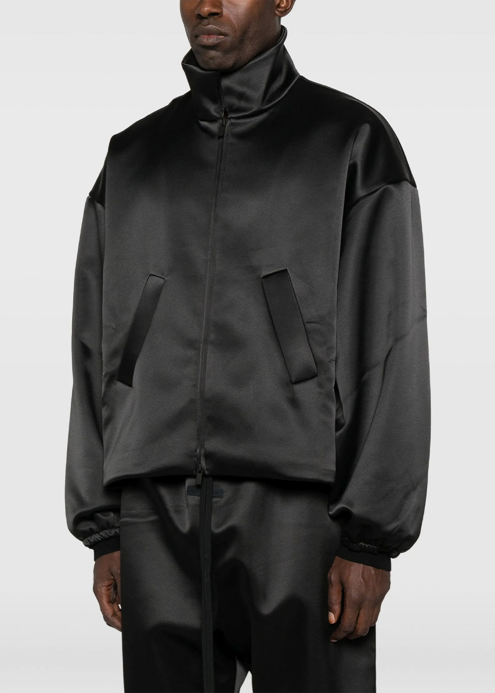 Оригінальна Jet Black Bonded Satin Zip Up Bomber Fear of god – детальний вид