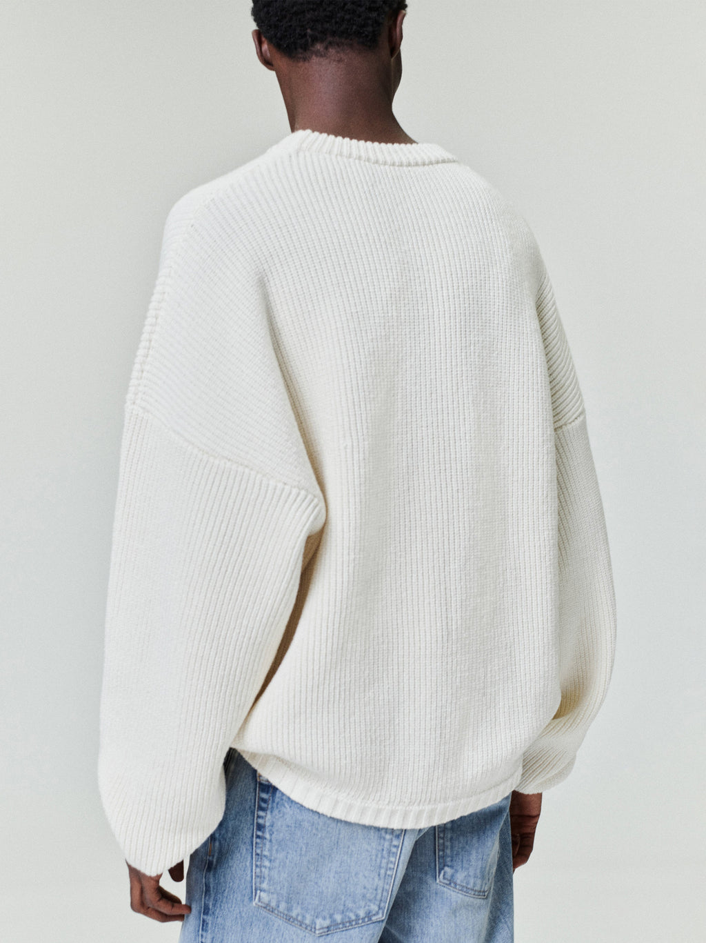 Оригінальна Double Knit Linen Wool Cotton Crewneck Sweater Fear of god – вид ззаду