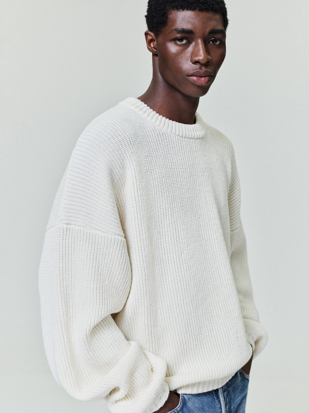 Оригінальна Double Knit Linen Wool Cotton Crewneck Sweater Fear of god – боковий вид