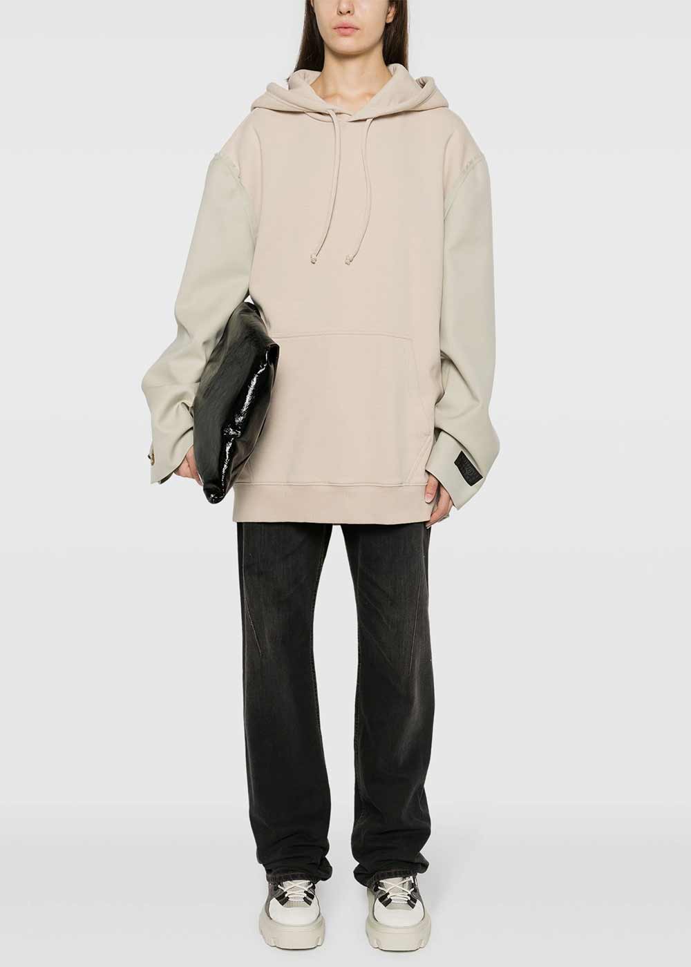 Оригінальна Beige Numbers-Motif Panelled Hoodie Maison margiela – вид ззаду