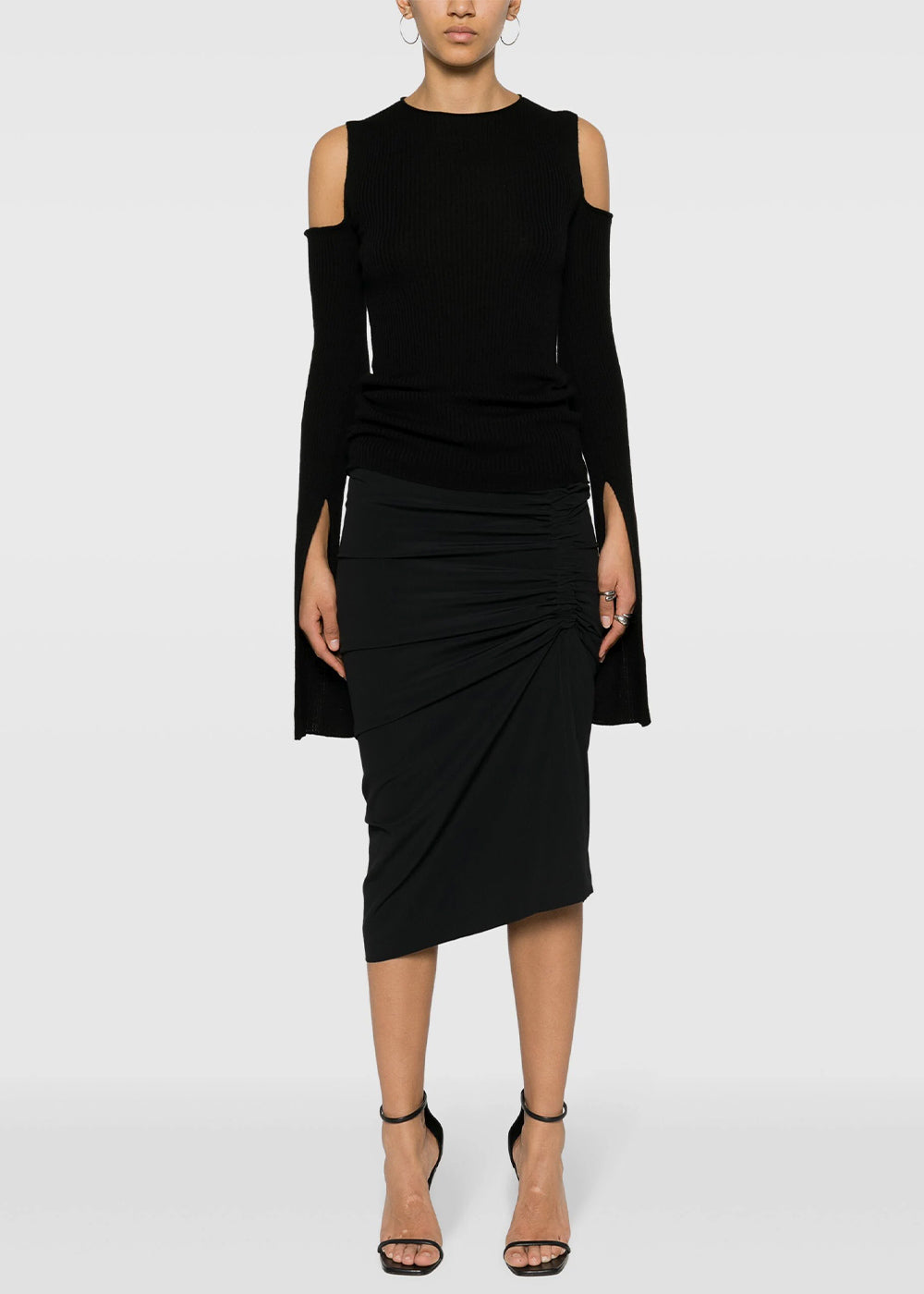 Black Open-Shoulder Ribbed Top Rick owens оригінал – Купити в Україні – вид ззаду