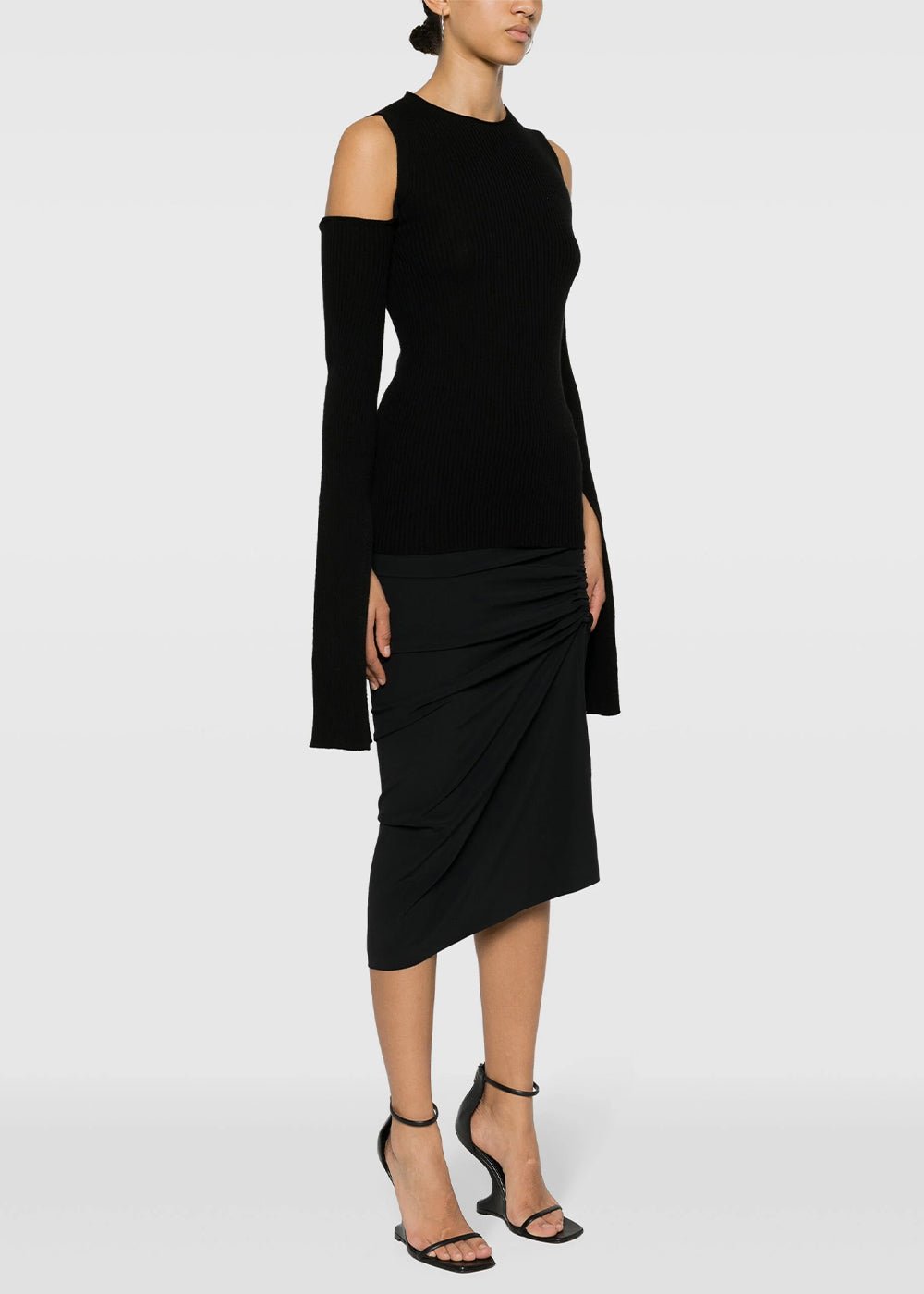 Black Open-Shoulder Ribbed Top Rick owens оригінал – Купити в Україні – збільшений вид