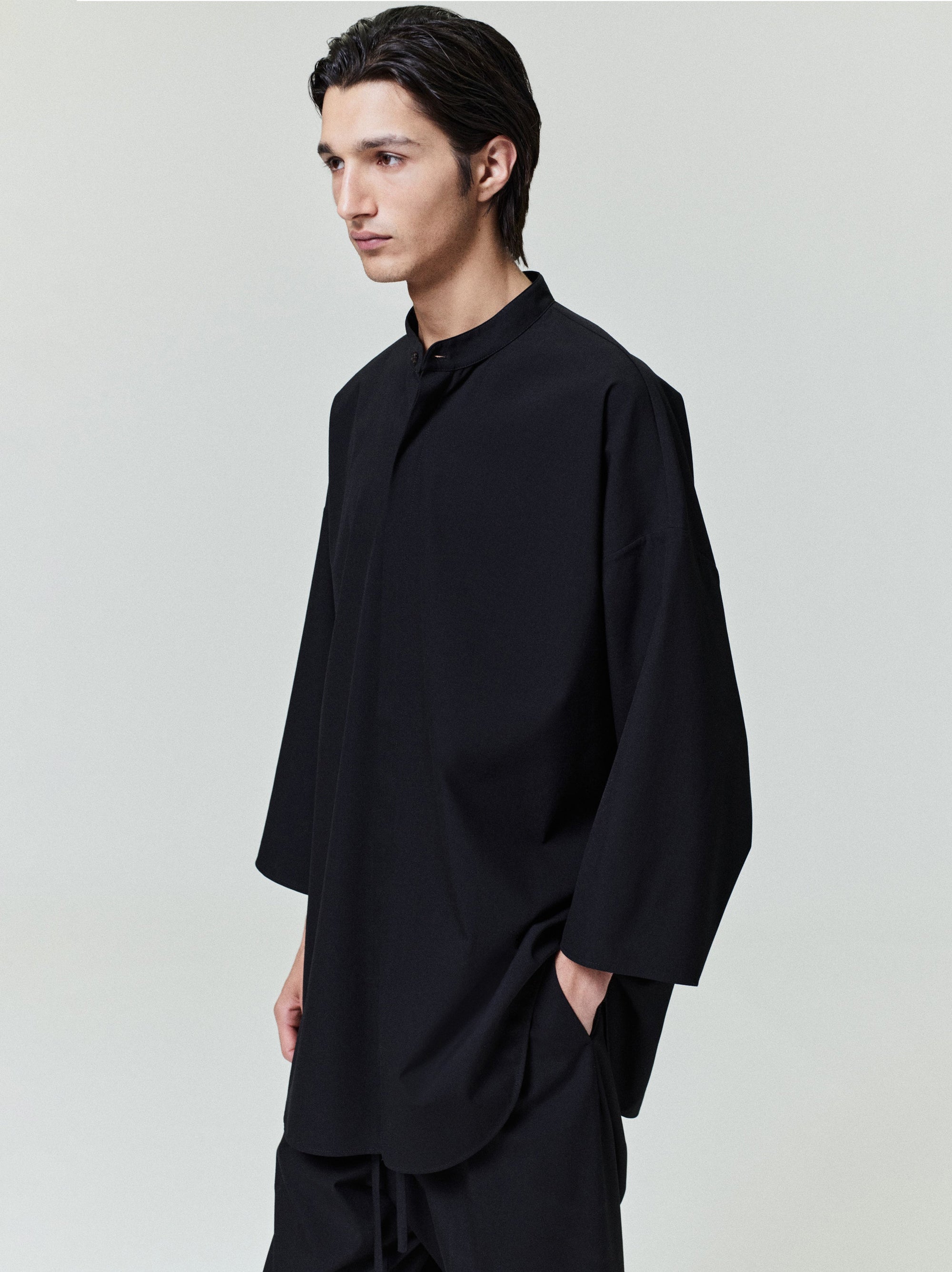 Cotton Wool Oxford Mandarin Relaxed Short Sleeve Shirt Fear of god – Гарантія оригінальності – боковий вид