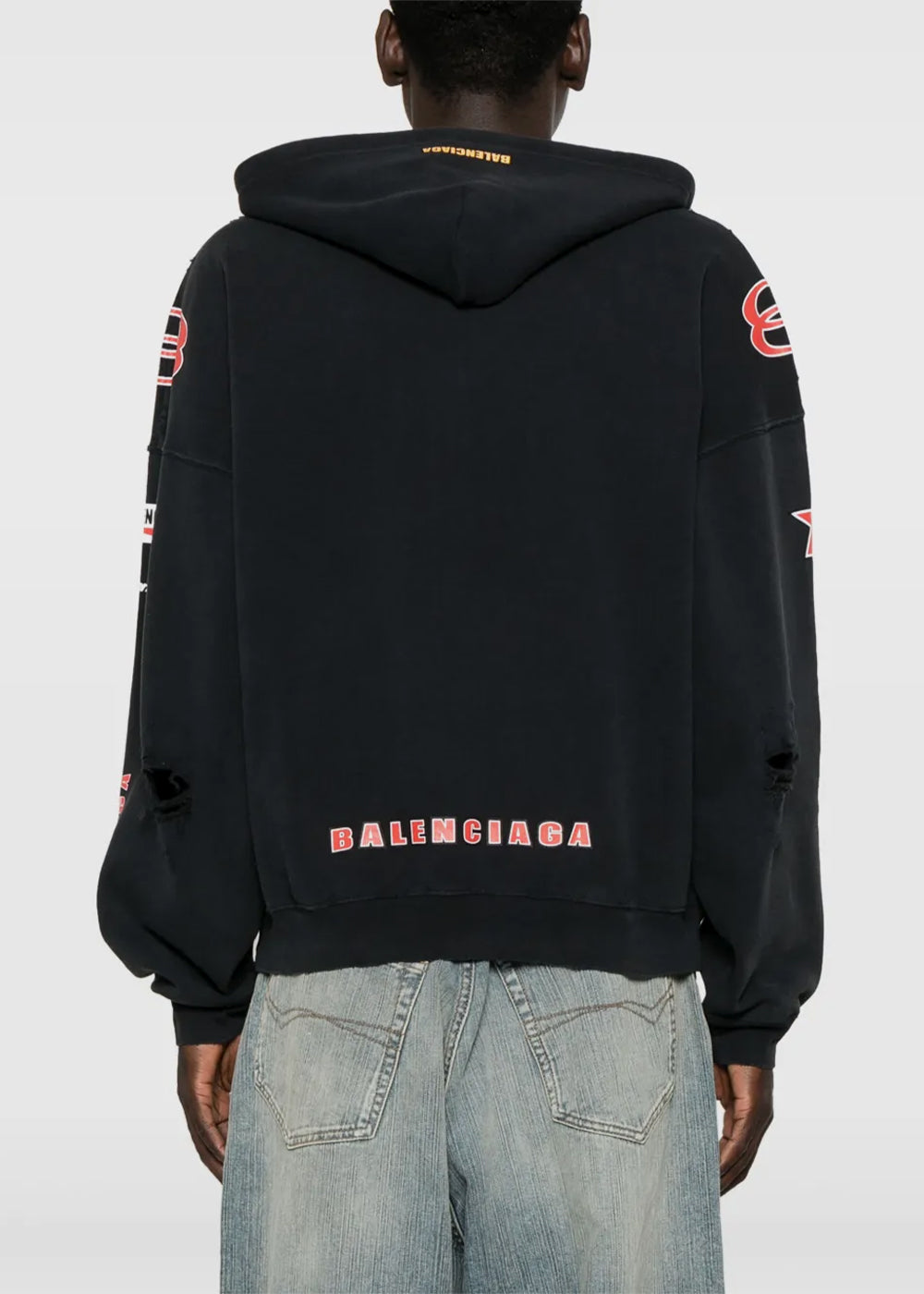 Washed Black Sponsor Logos Large Zip-Up Hoodie Balenciaga – Гарантія оригінальності – збільшений вид