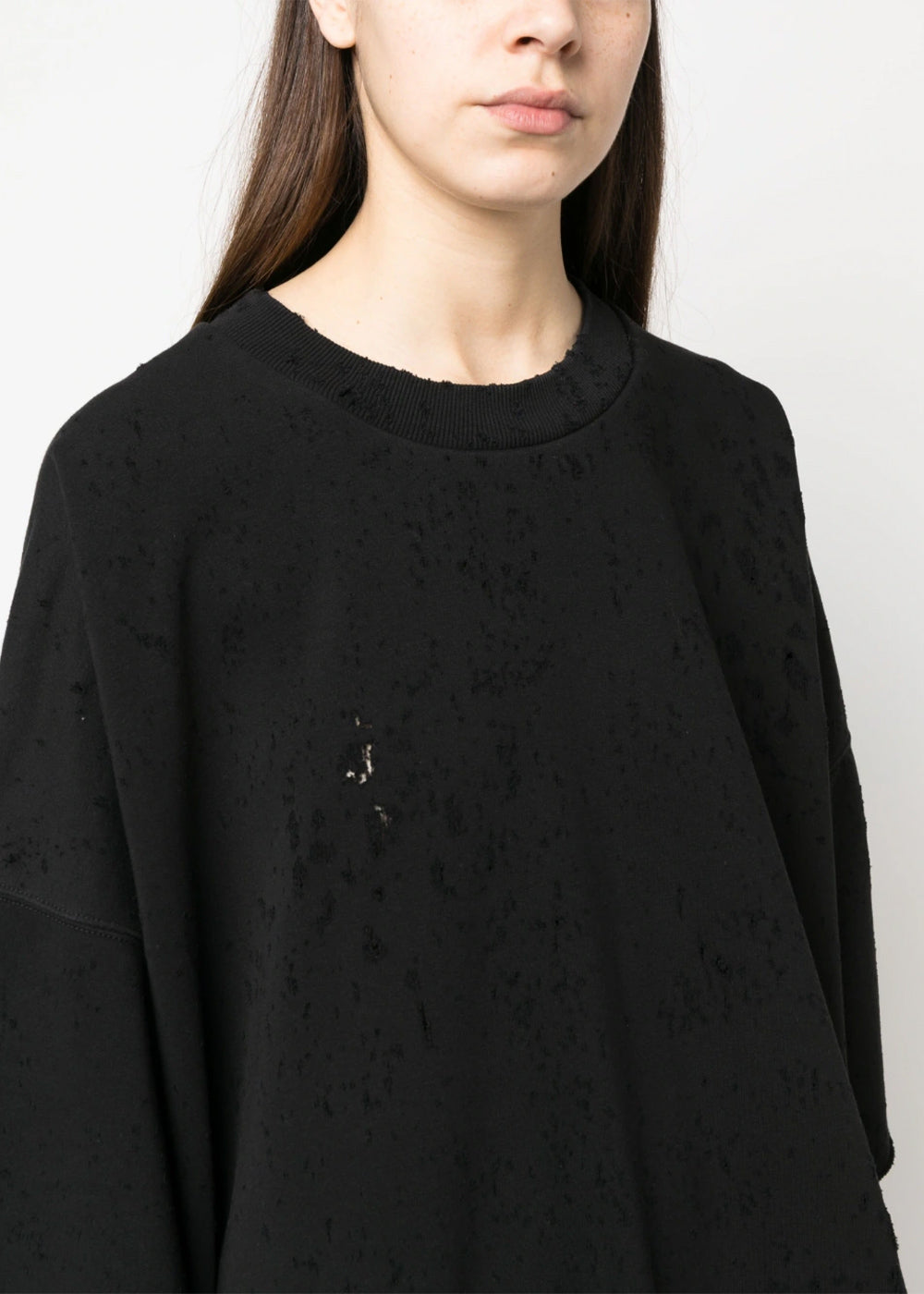 Оригінальна Black Distressed Sweatshirt Dress Maison margiela – збільшений вид
