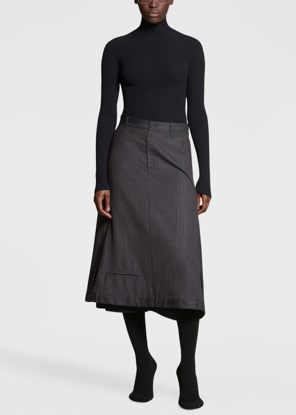 Grey Pinstripe A-Line Skirt Balenciaga – Гарантія оригінальності – вид ззаду
