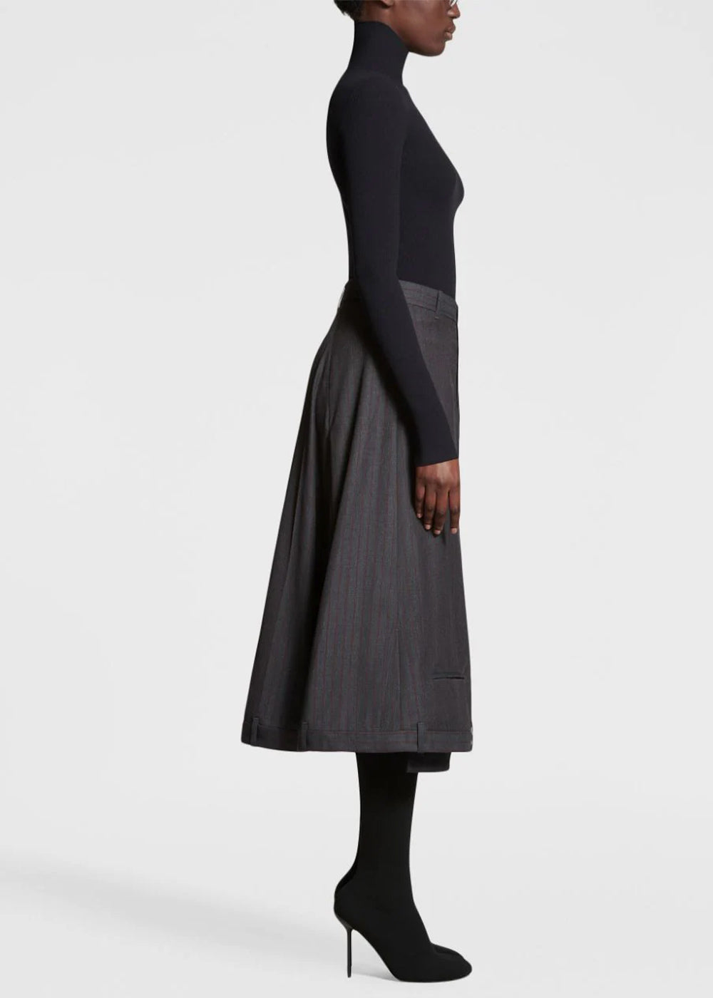 Grey Pinstripe A-Line Skirt Balenciaga – Гарантія оригінальності – детальний вид