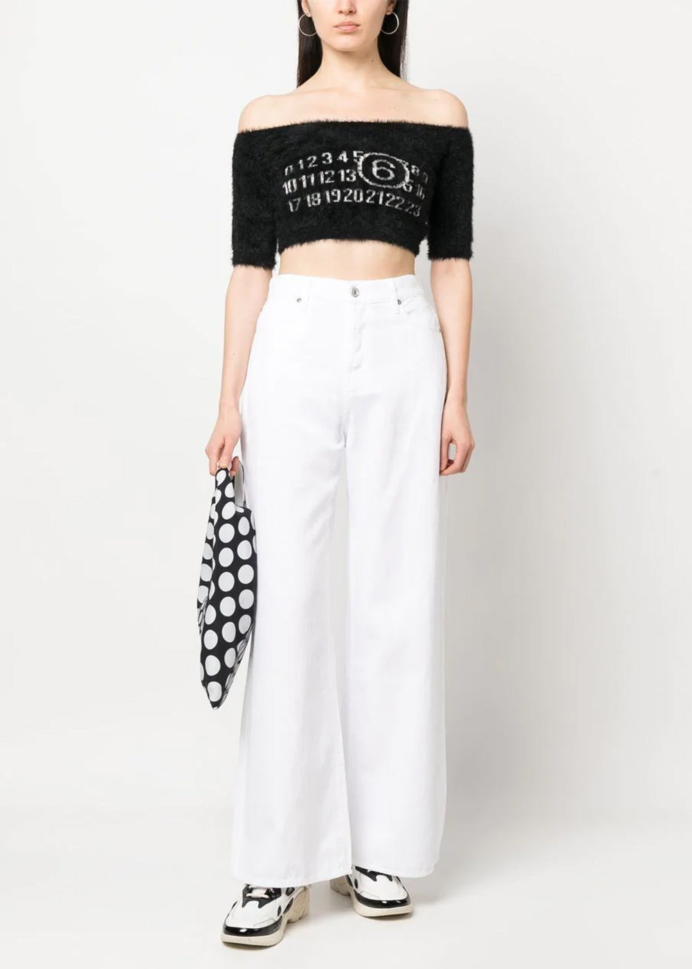 Black Fuzzy Off-Shoulder Top Maison margiela – Гарантія оригінальності – вид ззаду