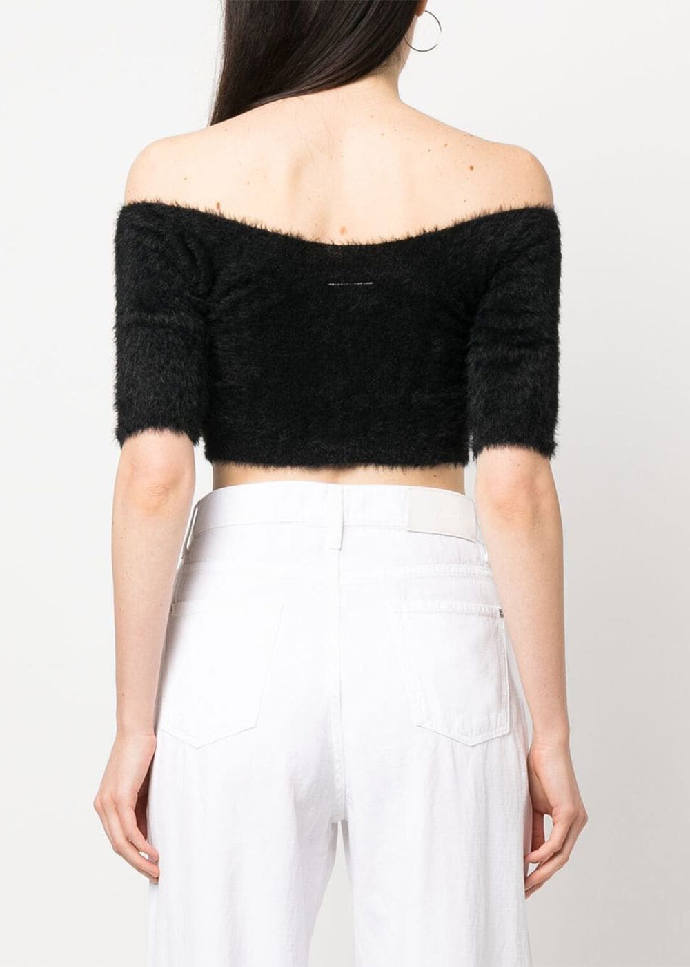 Black Fuzzy Off-Shoulder Top Maison margiela – Гарантія оригінальності – детальний вид
