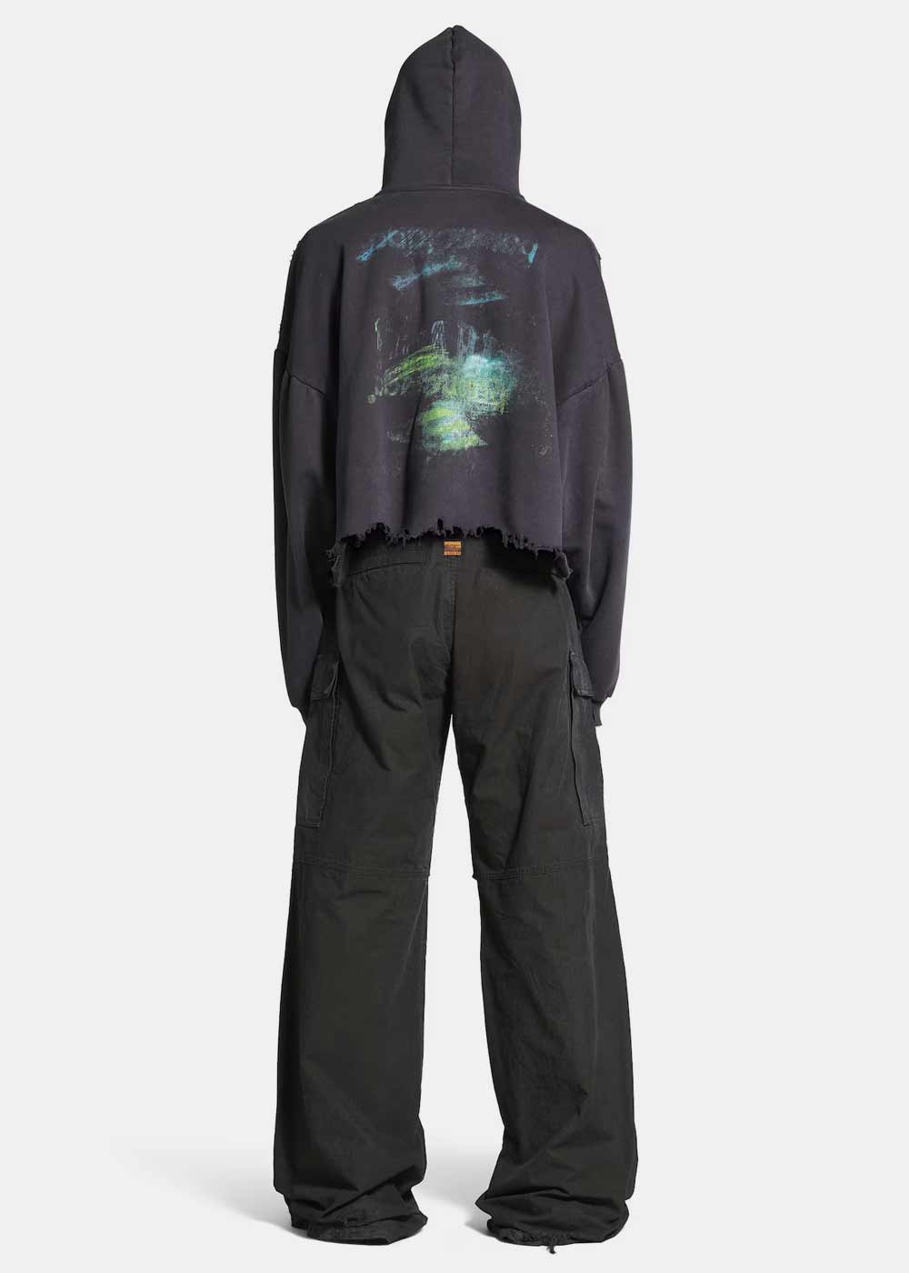 Black Faded Diy Imprint Cropped Hoodie Balenciaga оригінал – Купити в Україні – збільшений вид