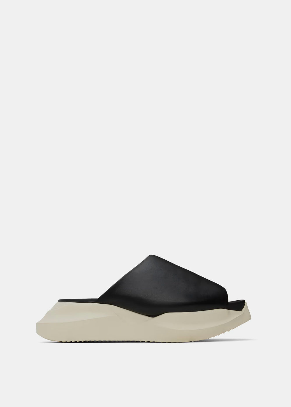 Black Leather Platform Sliders Rick owens – Гарантія оригінальності – боковий вид