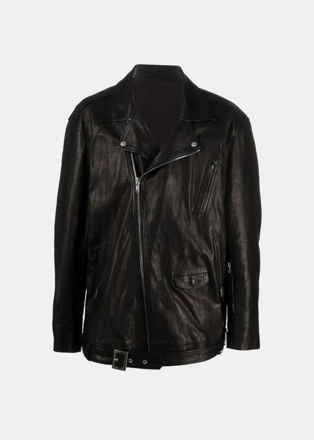 Оригінальна Black Luke Stooges Leather Jacket Rick owens – боковий вид