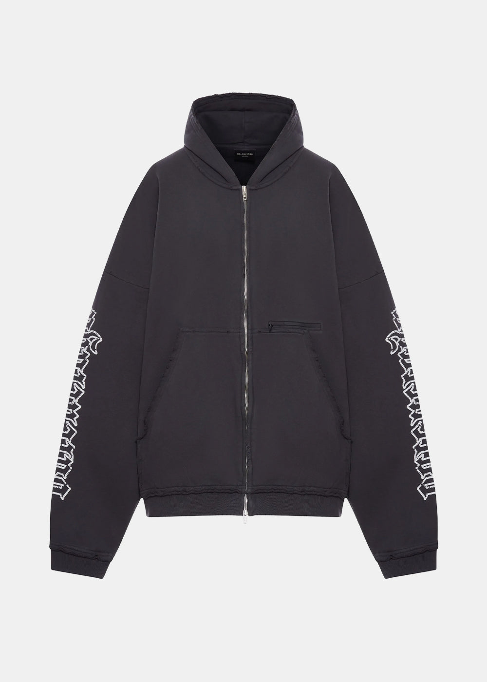 Washed Black Blackletter Script Pulled Hoodie Balenciaga оригінал – Купити в Україні – боковий вид