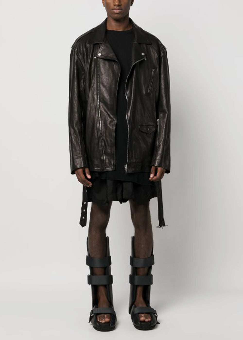 Оригінальна Black Luke Stooges Leather Jacket Rick owens – вид ззаду