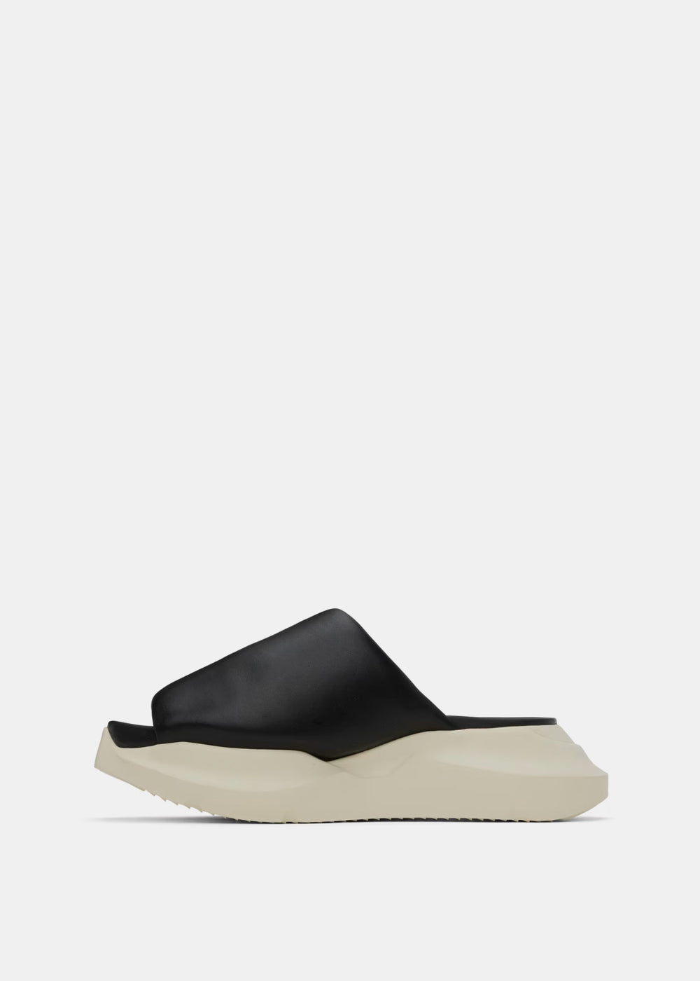 Black Leather Platform Sliders Rick owens – Гарантія оригінальності – детальний вид
