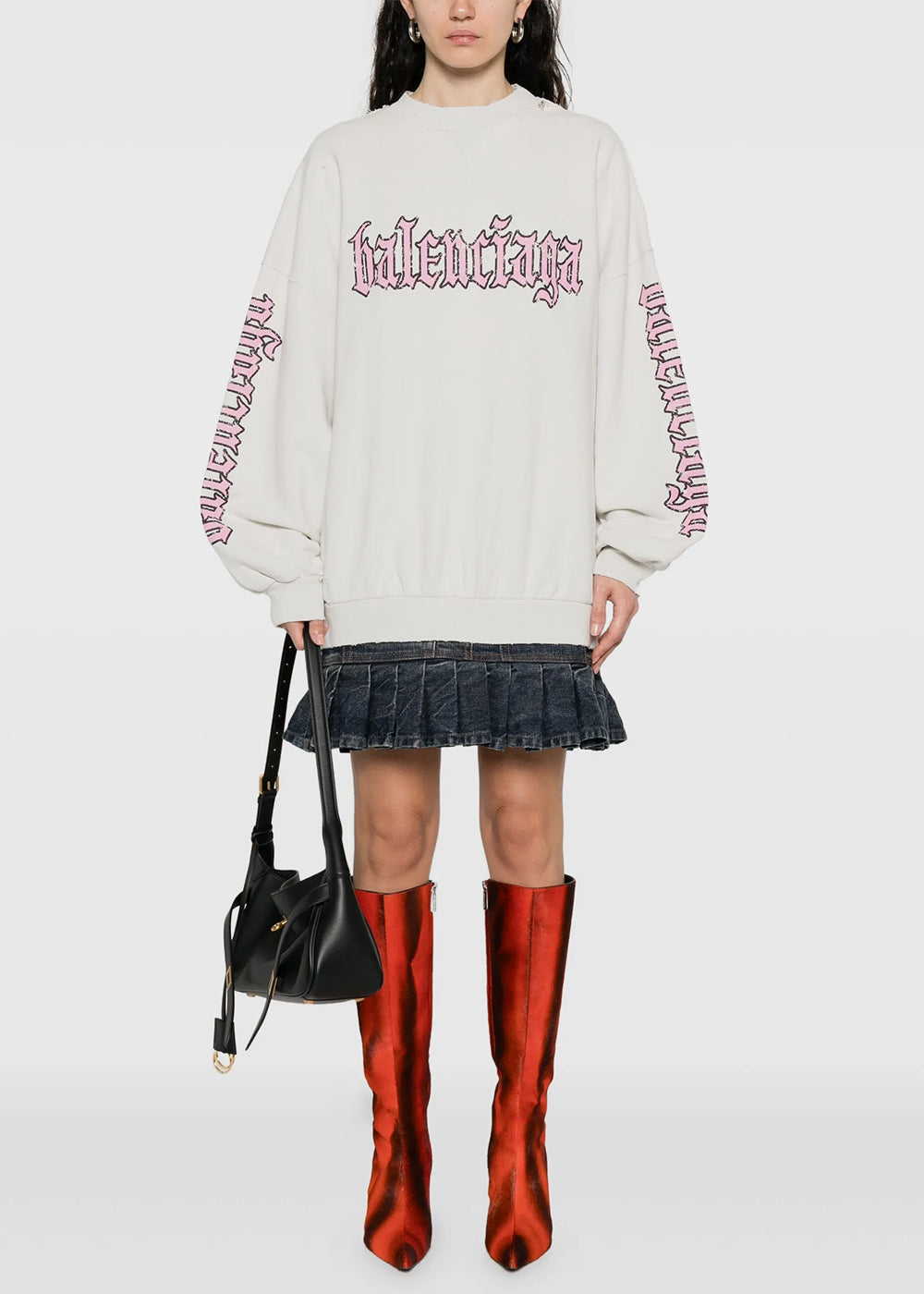 Dirty White Blackletter Script Hybrid Dress Balenciaga оригінал – Купити в Україні – вид ззаду