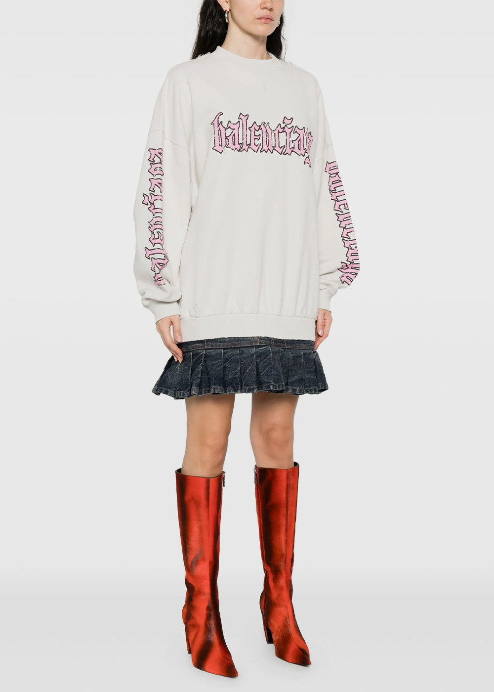 Dirty White Blackletter Script Hybrid Dress Balenciaga оригінал – Купити в Україні – детальний вид