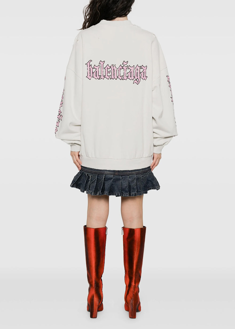Dirty White Blackletter Script Hybrid Dress Balenciaga оригінал – Купити в Україні – збільшений вид