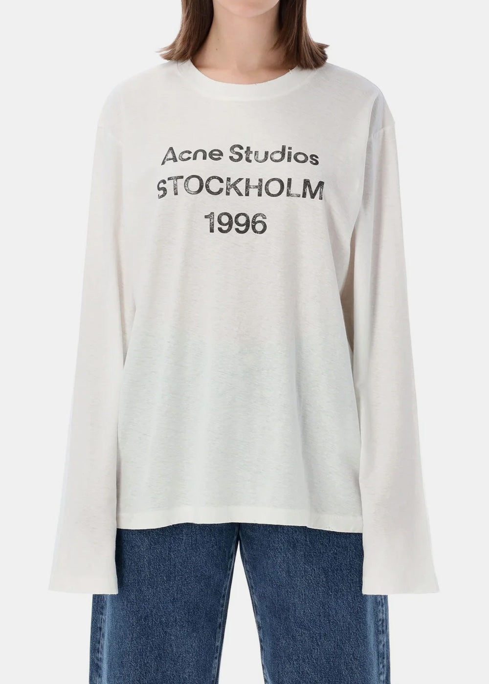 White Logo Printed Long-Sleeved T-Shirt Acne studios – Гарантія оригінальності – вид ззаду