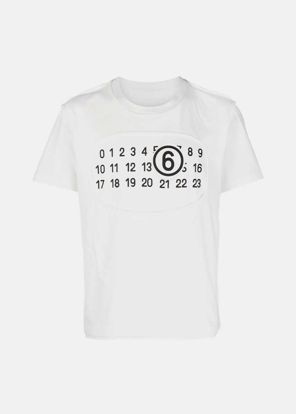 White Numbers-Print Cotton T-Shirt Maison margiela оригінал – Купити в Україні – боковий вид